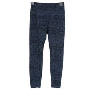 AllFenix Womens S Blue Snakeskin Print Leggings High Rise Stretch Athletic Yoga